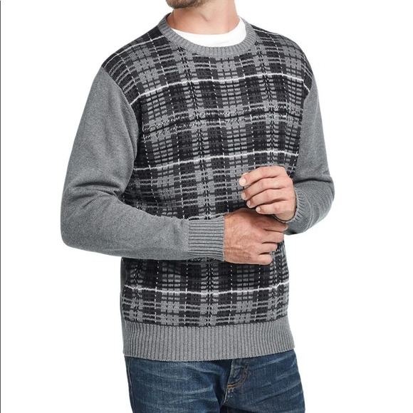 Weatheproof Vintage Men’s Plaid Crew Neck Sweater, XL​ - Picture 3 of 10